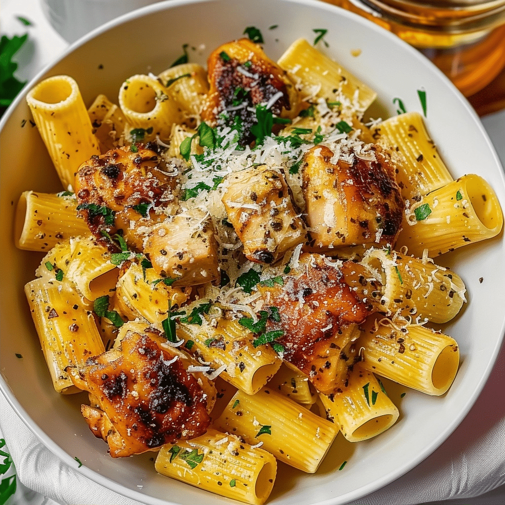 Garlic Butter Chicken with Rigatoni and Parmesan