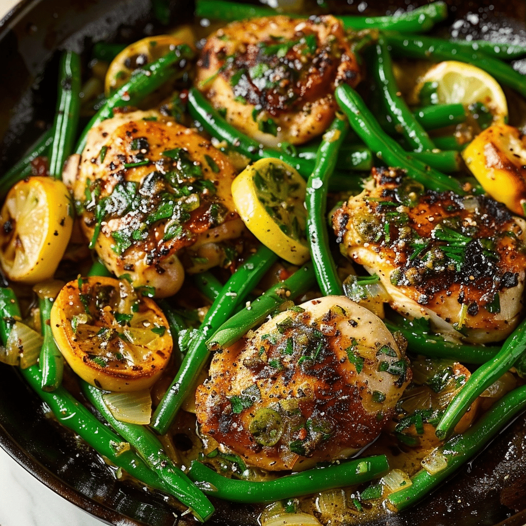 One Pan Garlic Butter Chicken and Green Beans
