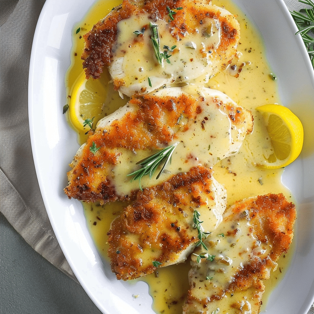 Chicken Cutlets with Lemon Rosemary Butter Sauce