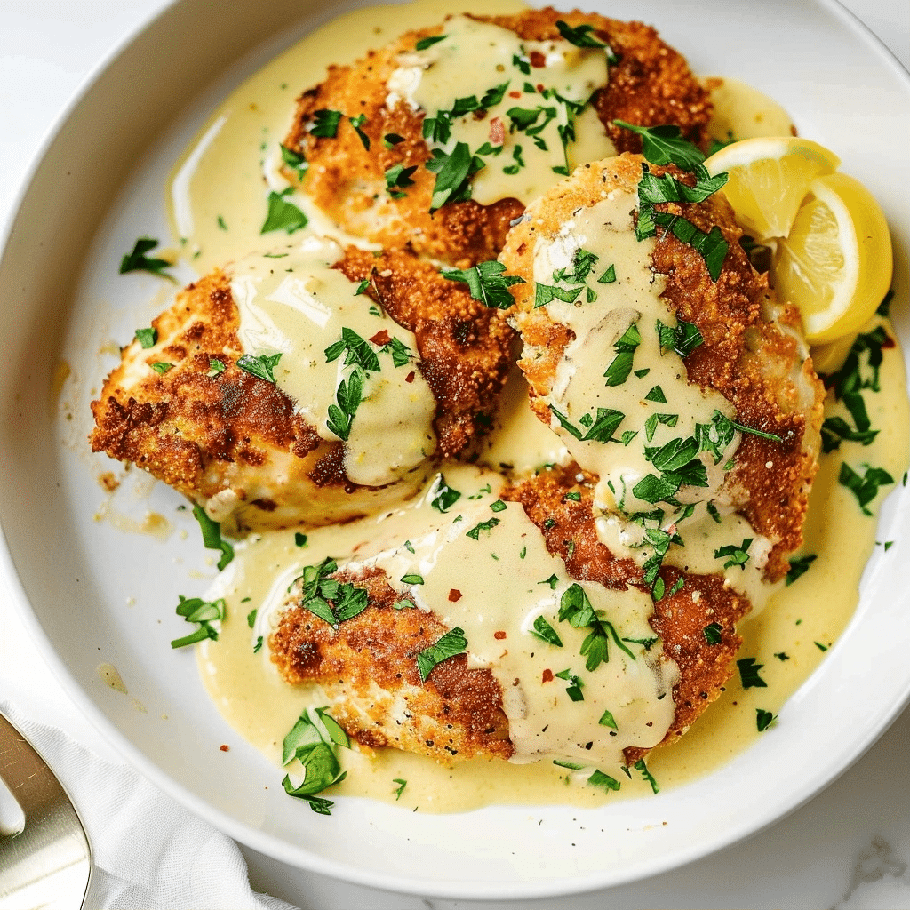 Parmesan Crusted Chicken with Lemon Cream Sauce