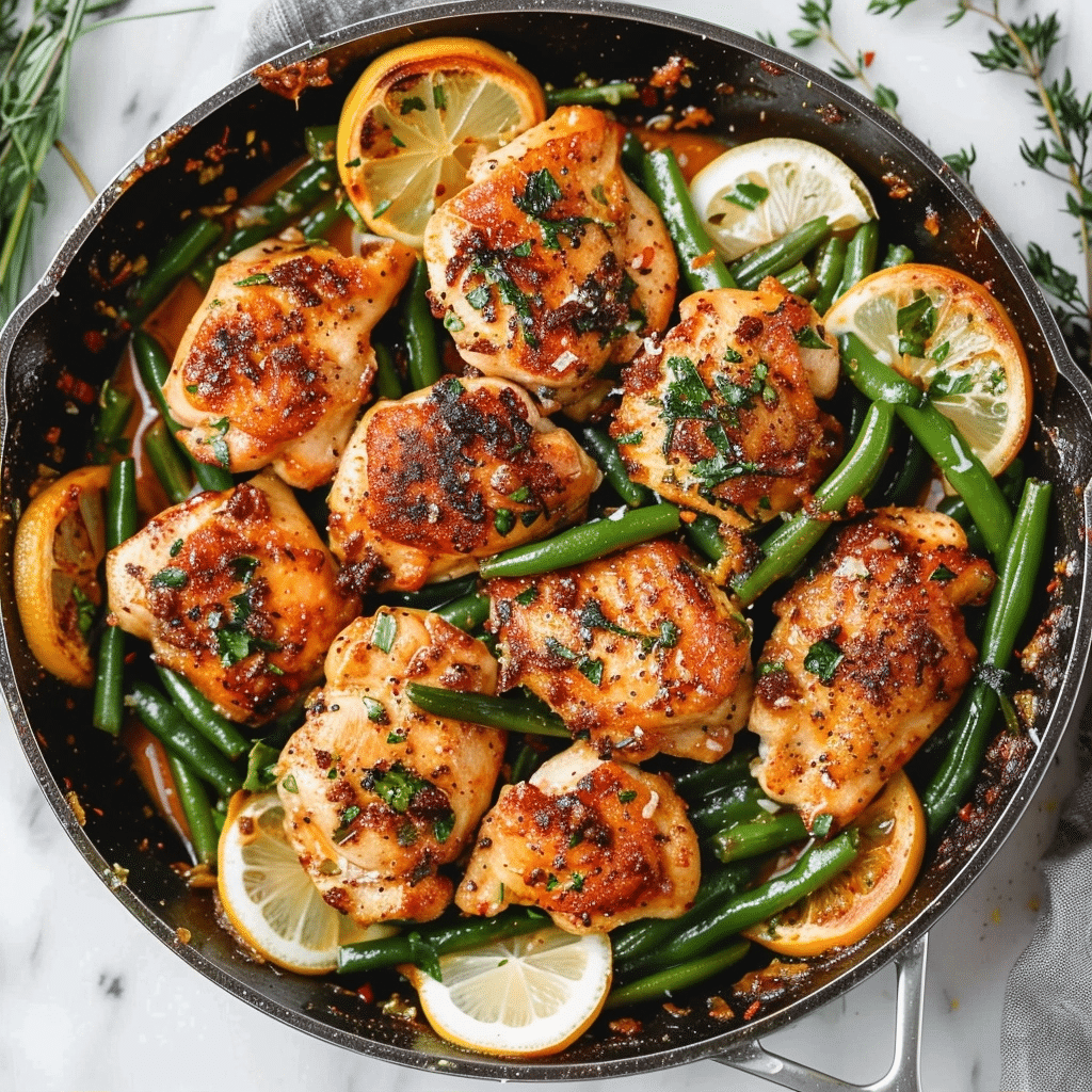 Lemon Garlic Butter Chicken and Green Beans Skillet