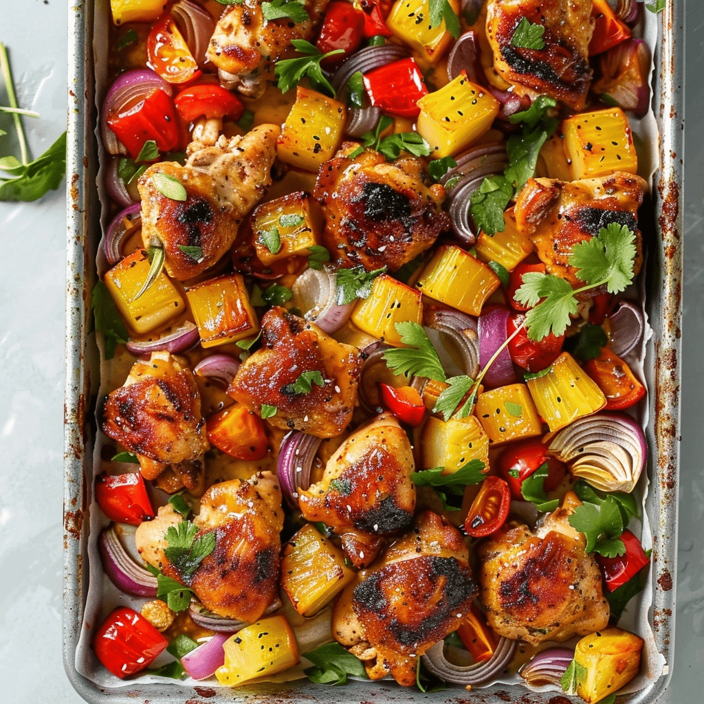 Hawaiian Chicken Sheet Pan Dinner