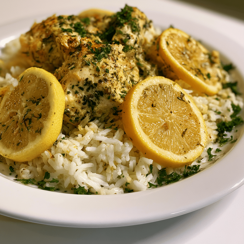 Slow Cooker Lemon Herb Chicken and Rice