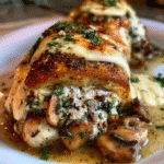 Cheesy garlic butter mushroom stuffed chicken