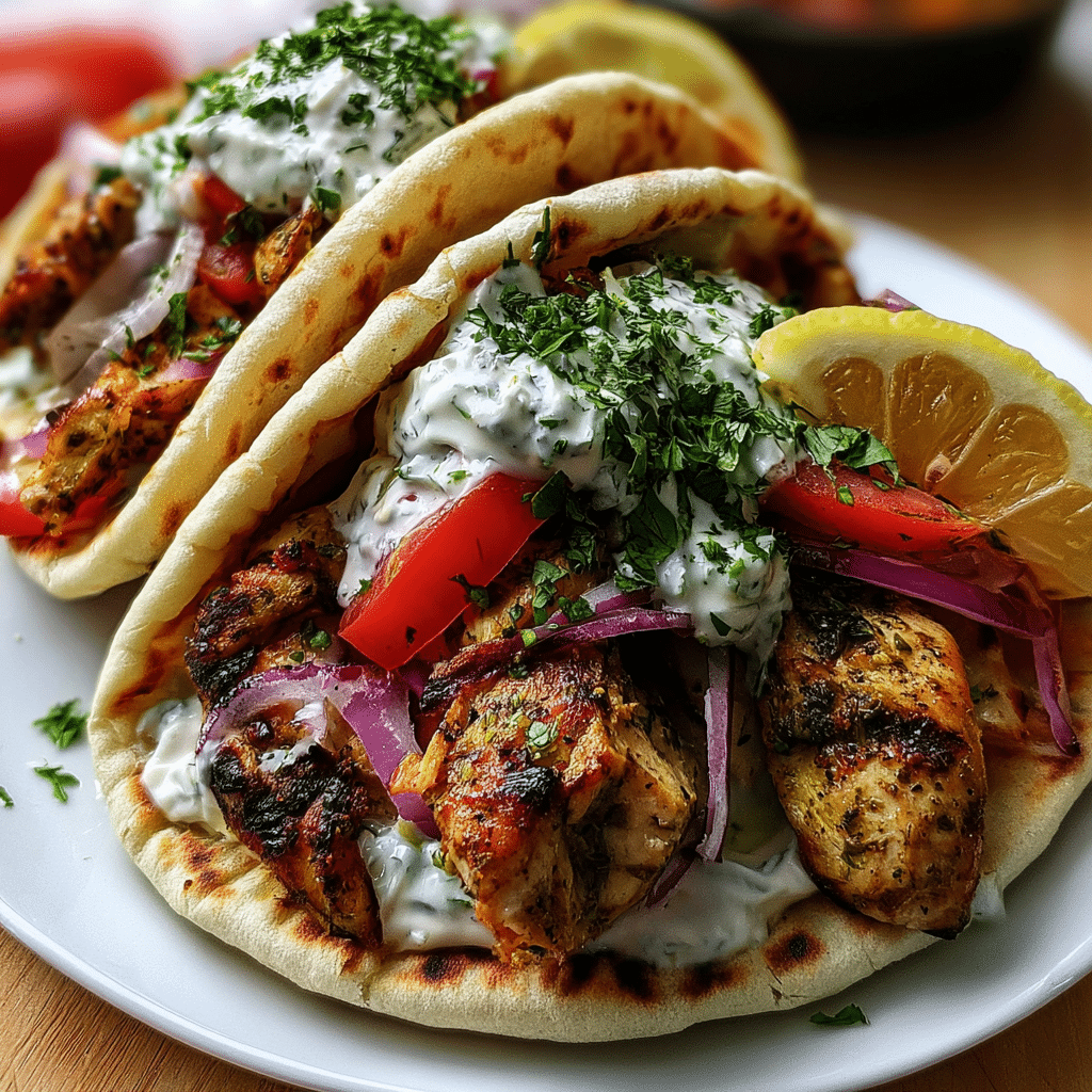 Greek Chicken Gyros with Lemon Herb Marinade