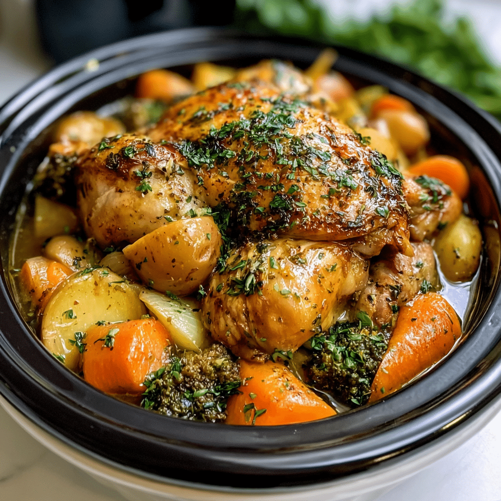 Crockpot Lemon Herb Chicken and Vegetables