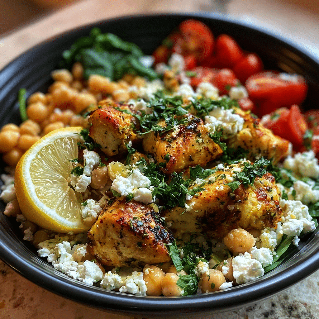 Lemon Herb Chicken Bowl with Chickpeas and Feta