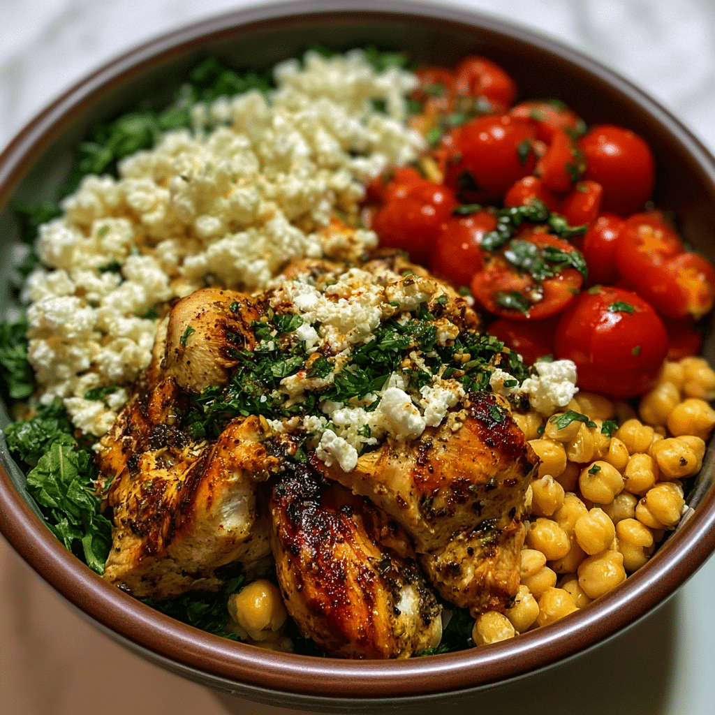 Lemon Herb Chicken Bowl with Chickpeas and Feta