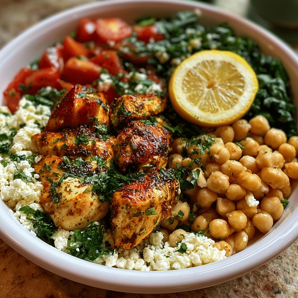 Lemon Herb Chicken Bowl with Chickpeas and Feta