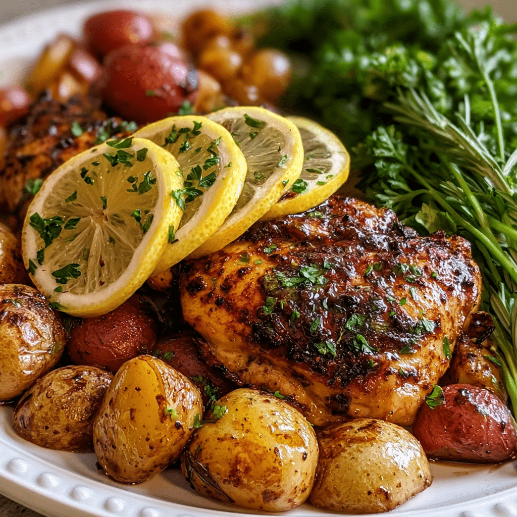 One Pan Lemon Balsamic Chicken and Potatoes
