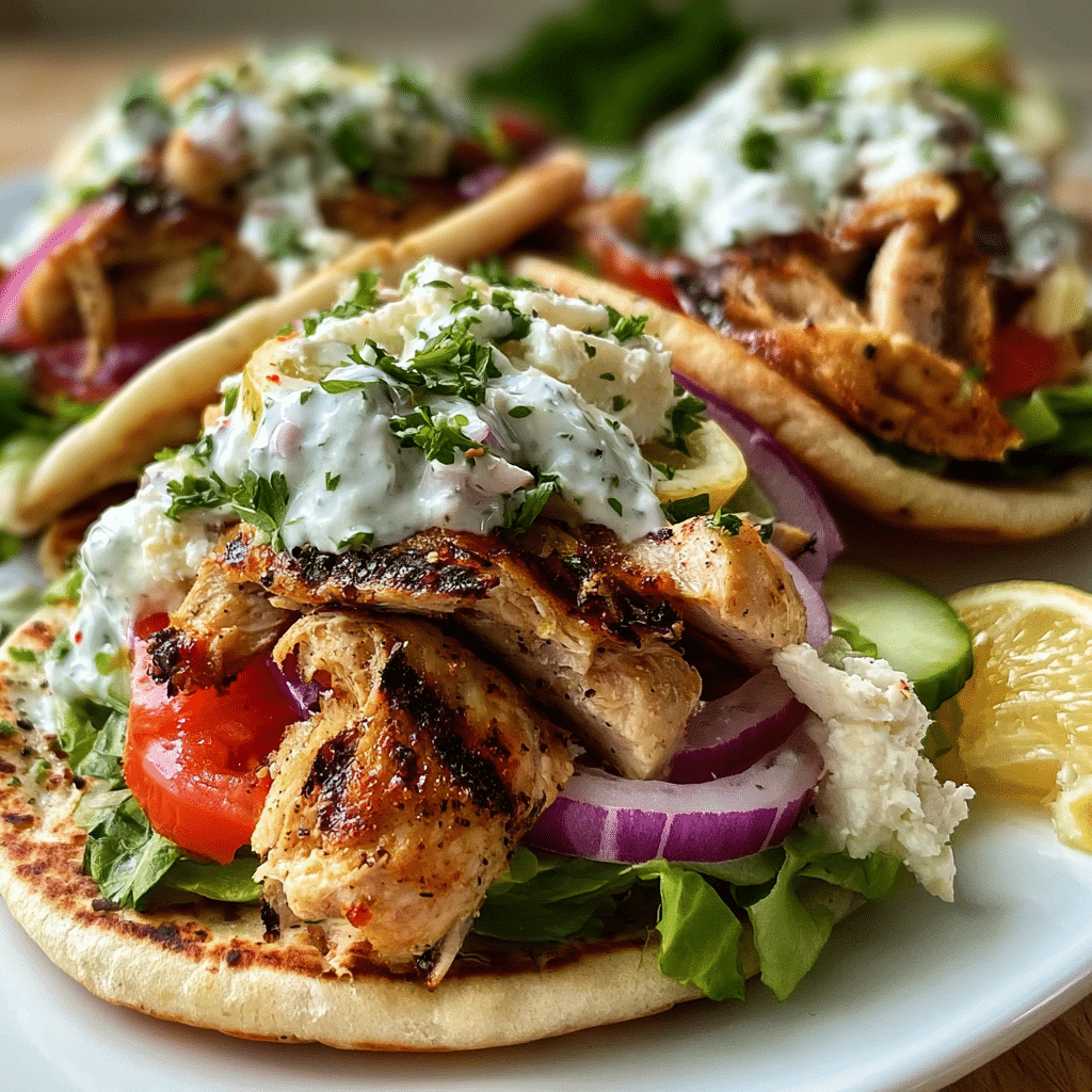 Greek Chicken Gyros with Lemon Herb Marinade